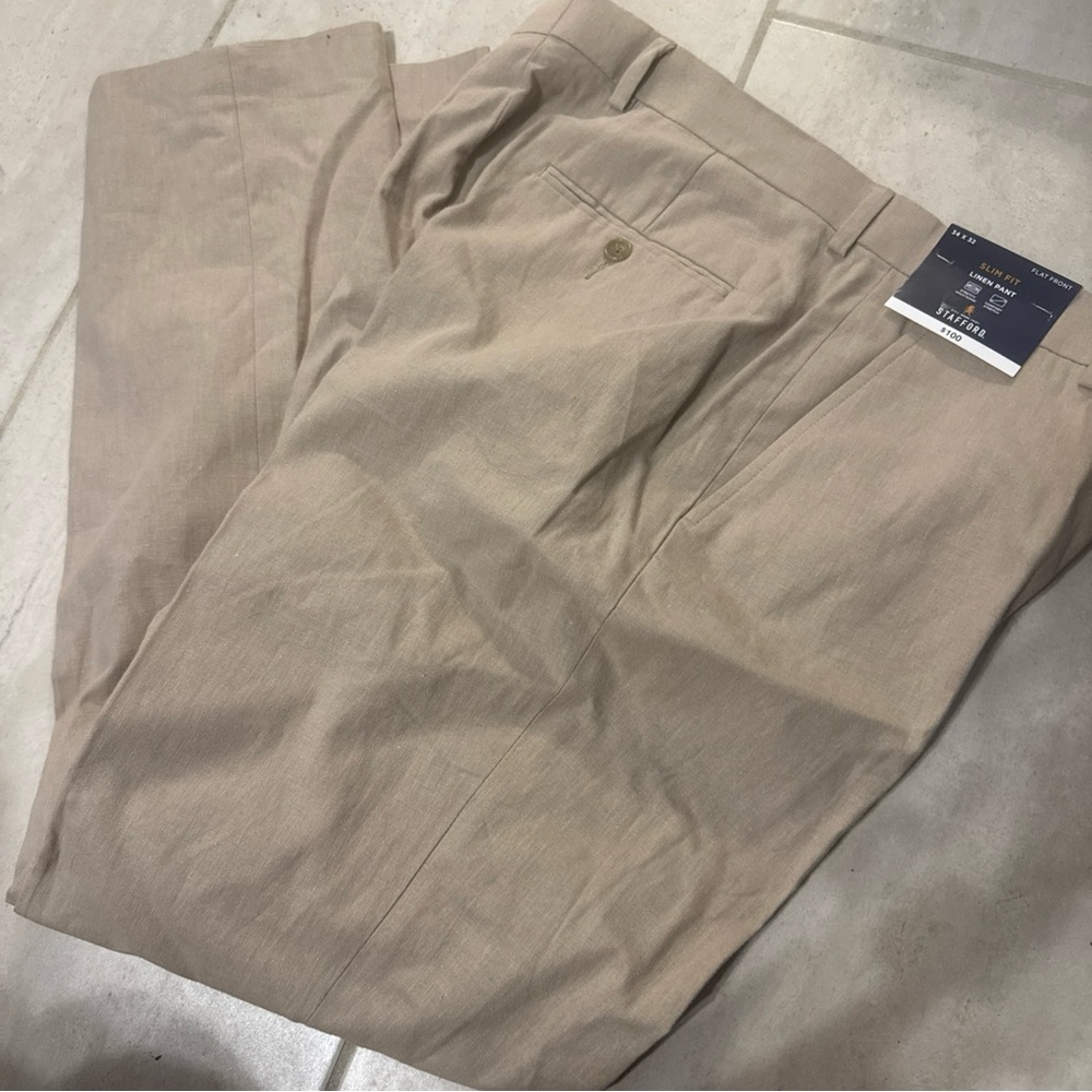 New stafford linen beige  pants 34x32 u8